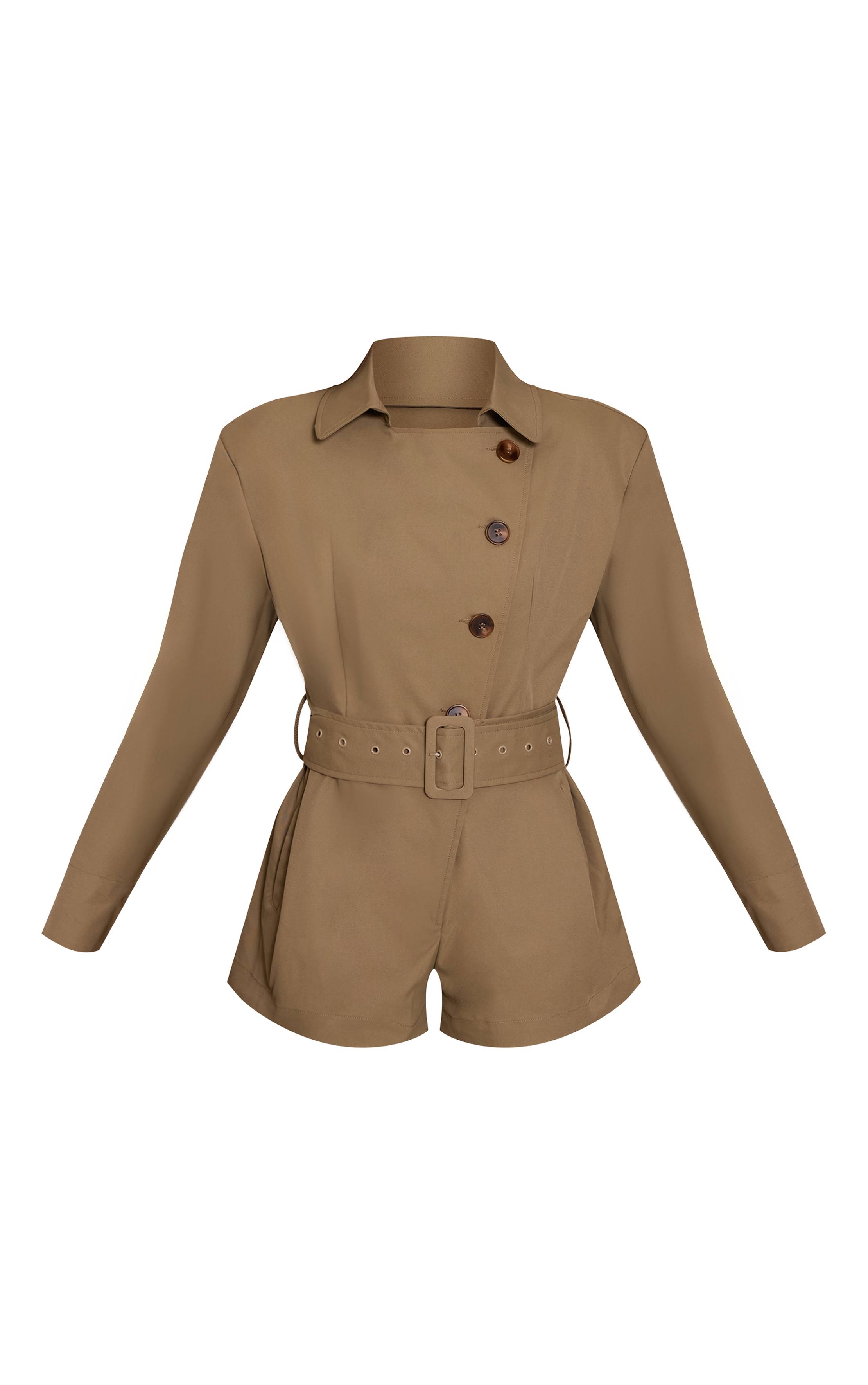 Kaki Combinaison-short Ceinture Détail Trench