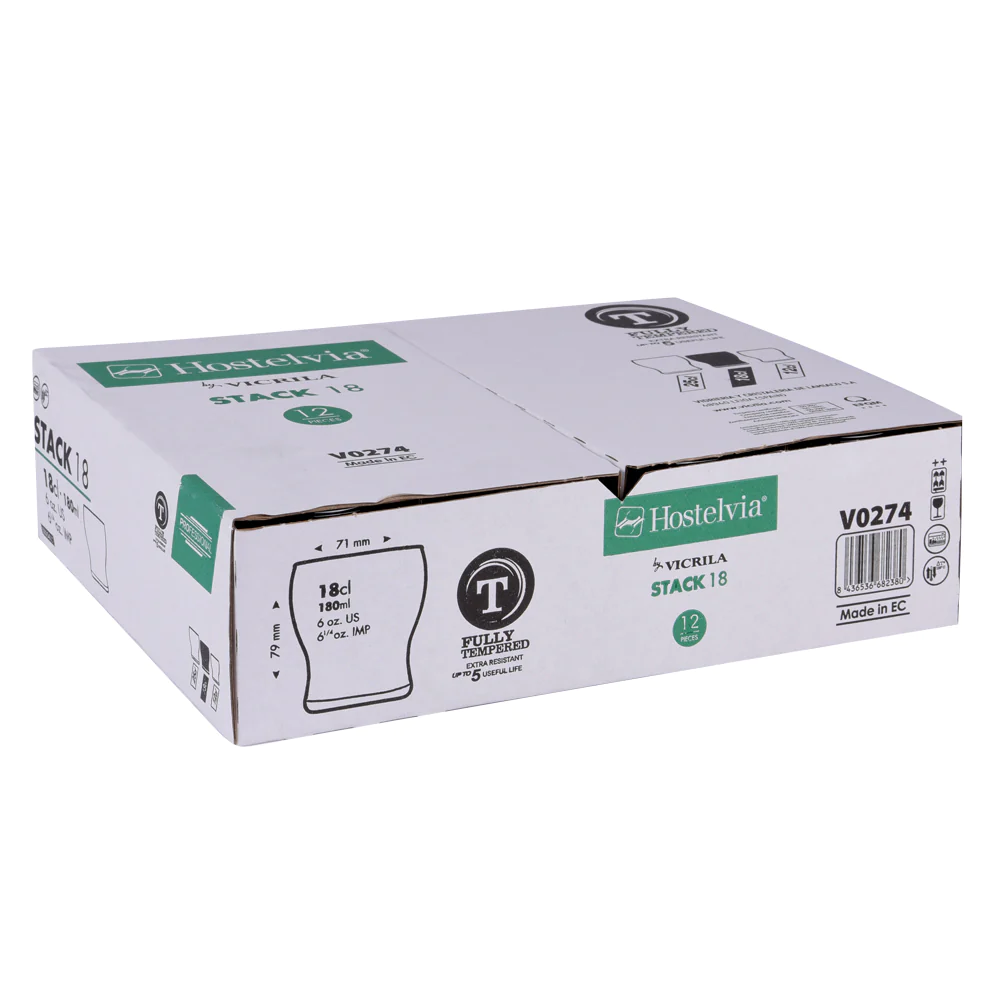 Boîte de 12 gobelets trempés Stack 18 cl empilables Vicrila