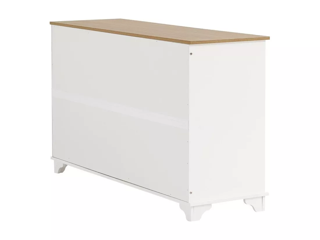 Commode moderne - 3 tiroirs et étagères réglables - en MDF et panneaux de particules - Blanc & Naturel