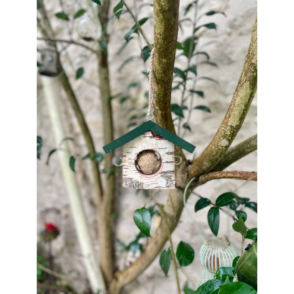 Support boule de graisse en bois massif pour oiseaux