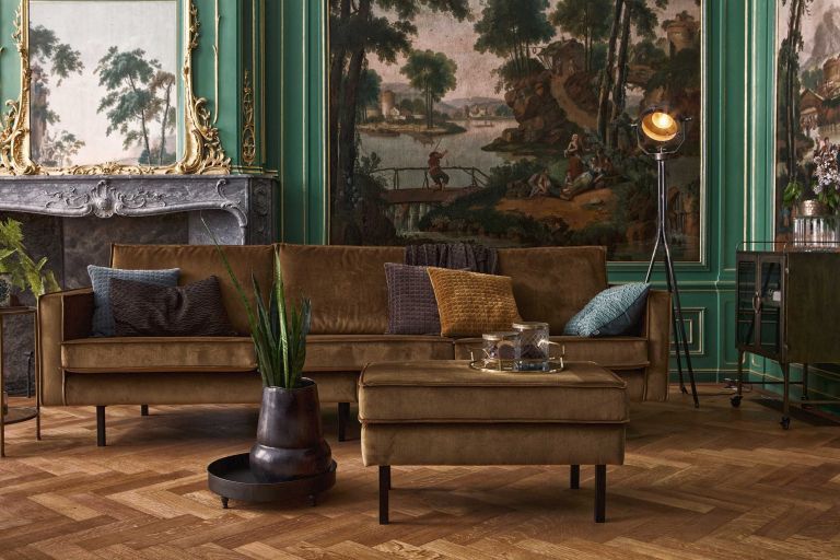 WOOOD Rodeo velvet hocker blue