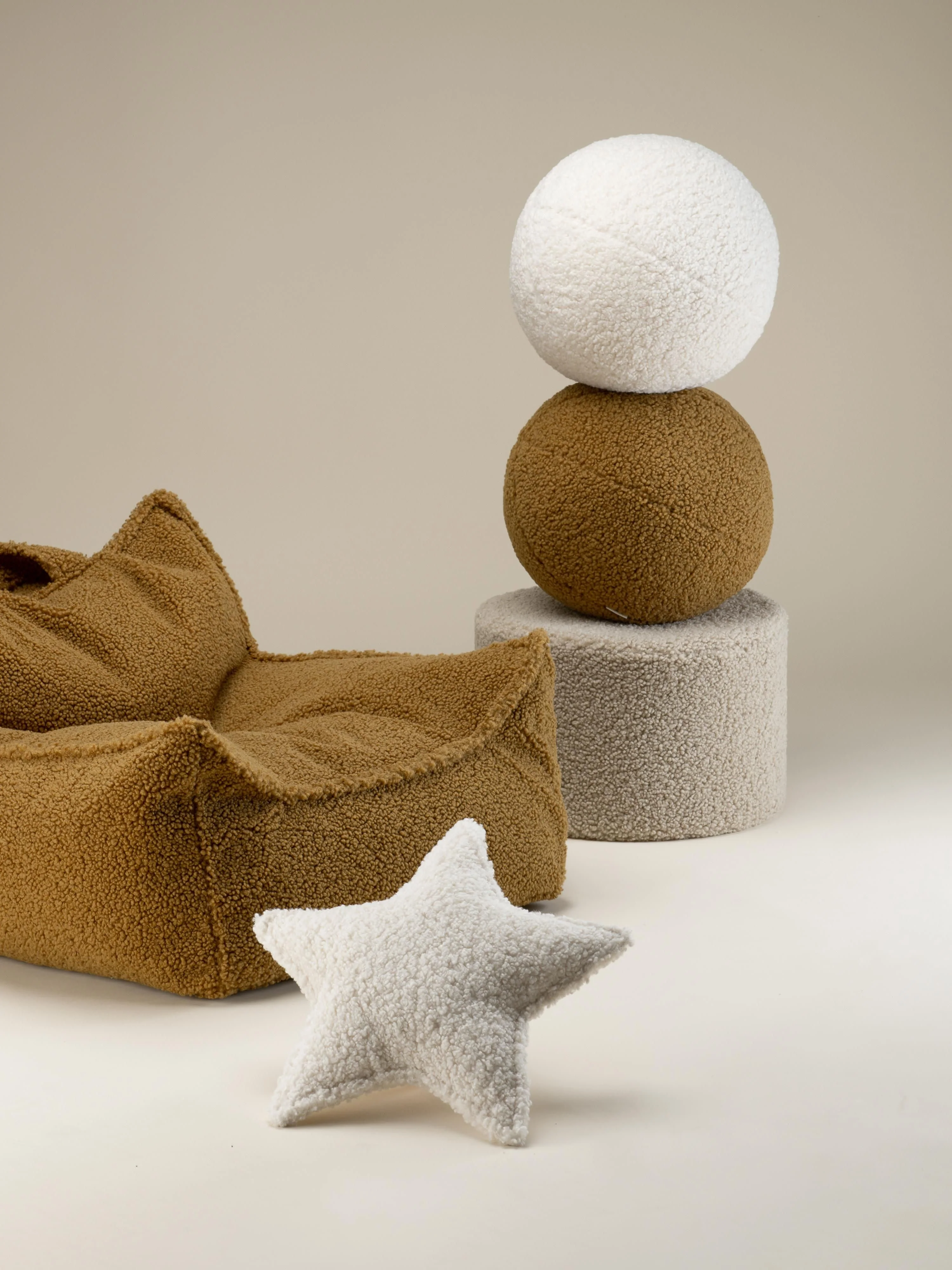 Kinderen teddy poef Sugar, Ø 40 cm