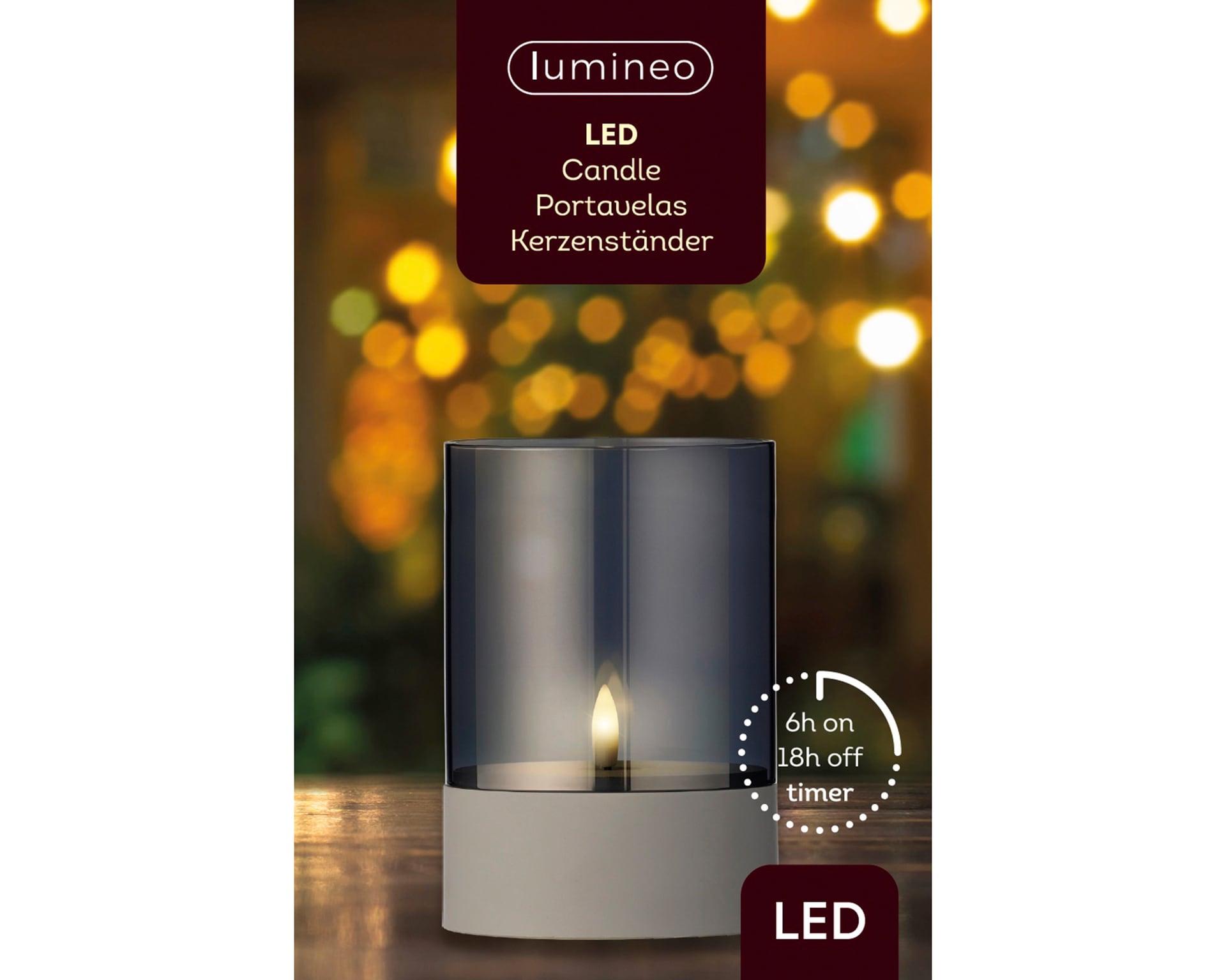 LED Kerze 15 cm grau