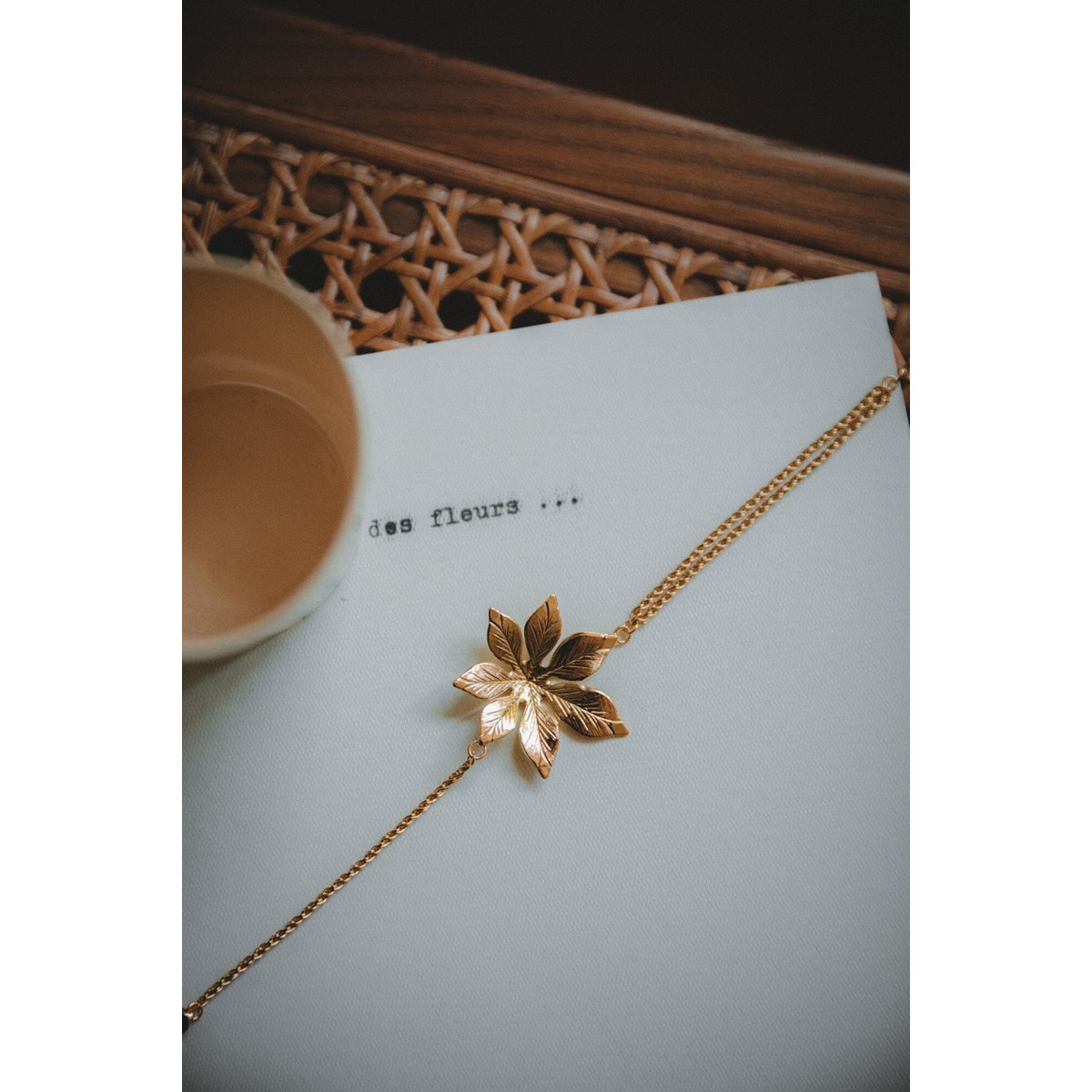 bracelet fleur doré à l'or fin - CHLORIS