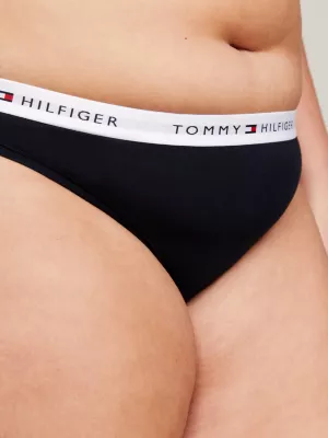 Calcinha fio dental com cós elástico e logo Tommy Icons.