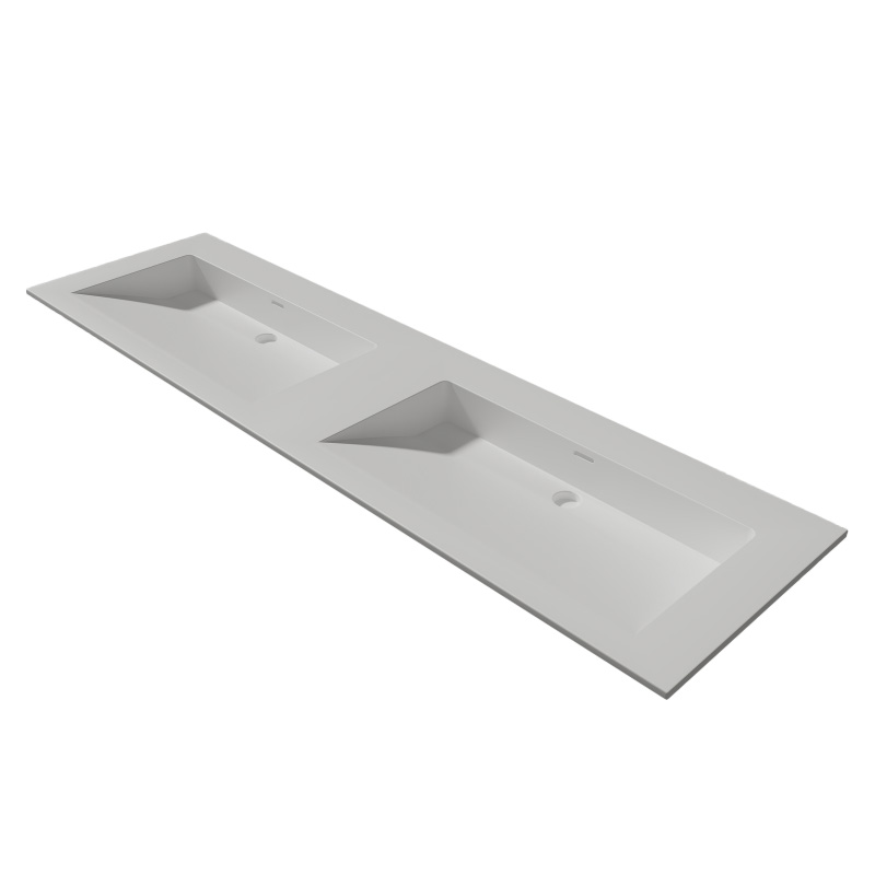 Lambini Designs Flora solid surface wastafel 160cm zonder kraangaten wit mat