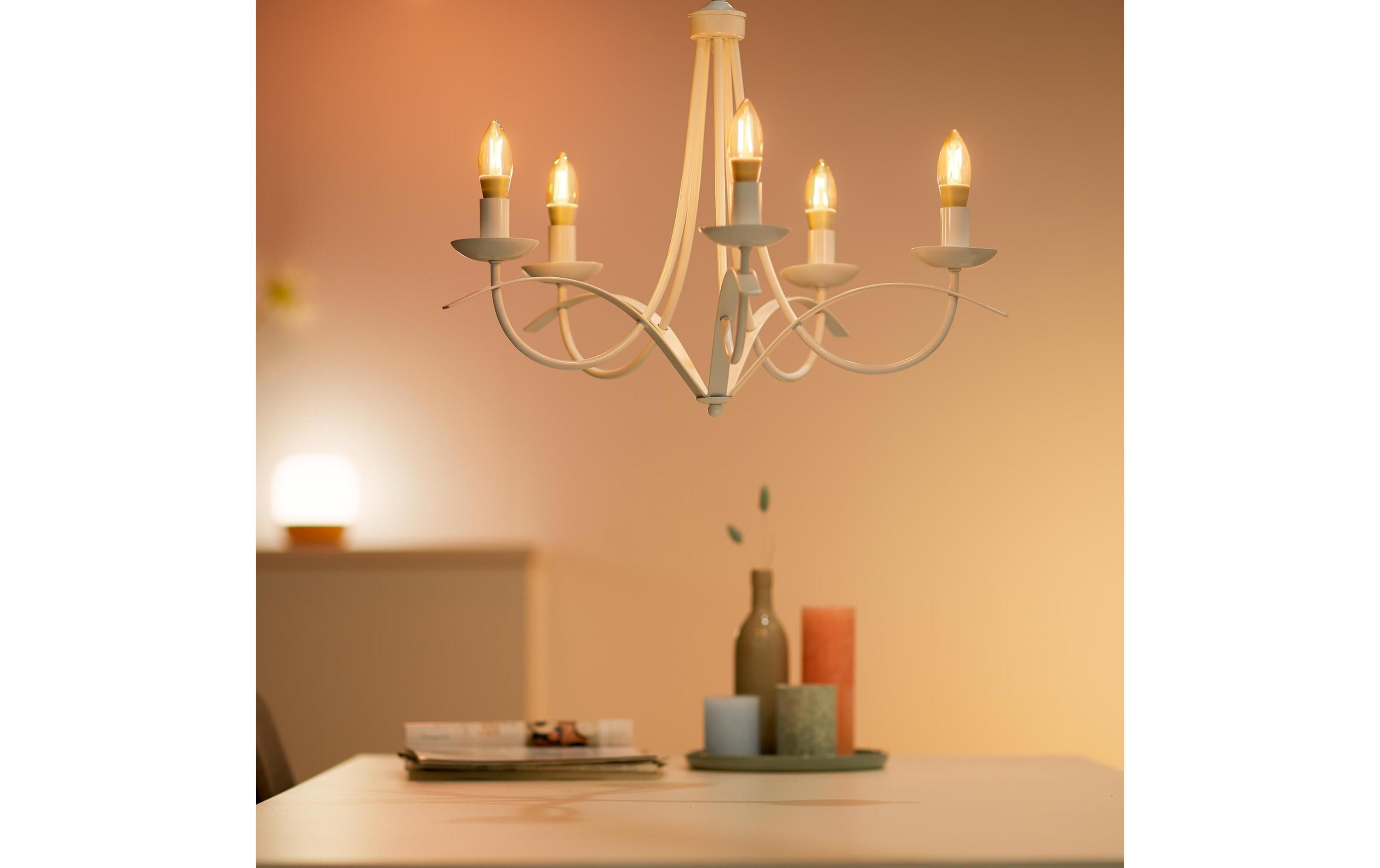 Leuchtmittel 4.9W (25W) E14 B35 Filament Amber EinzelpackSmartes Leuchtmittel, verbindbar über Bluetooth, Matter, WLAN