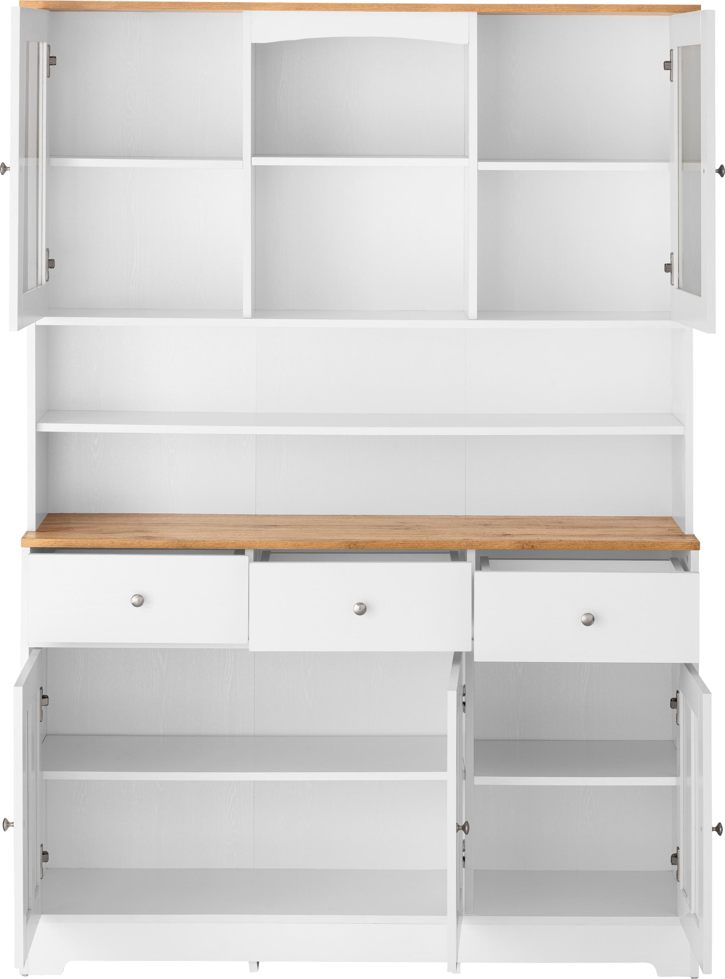 Home affaire Buffet »Kate« Breite 128 cm, mit Glastüren und Holztüren, Metallgriffe, Höhe 182 cm