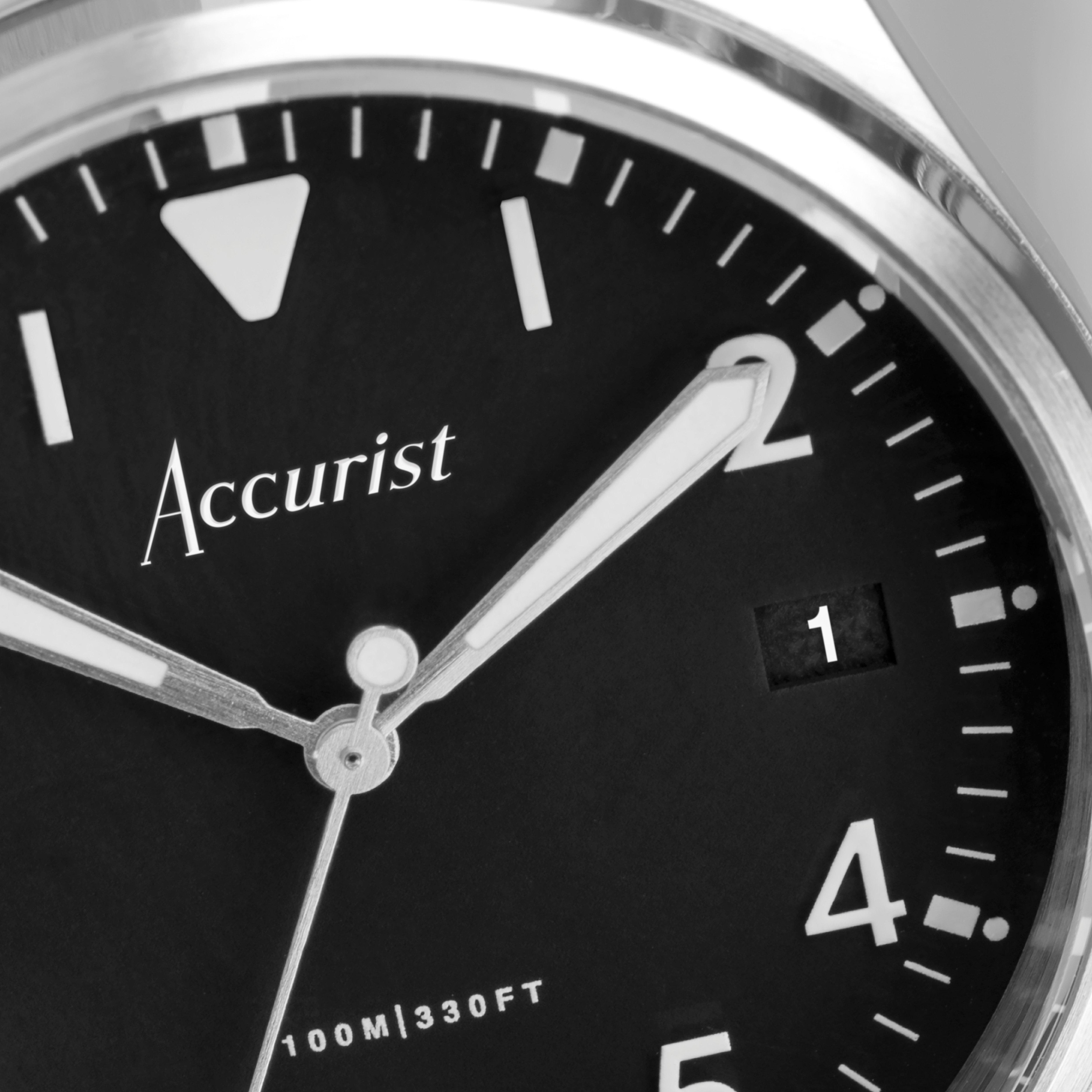 Accurist Aviation Mens Stainless Steel Classic Analogue Quartz Watch