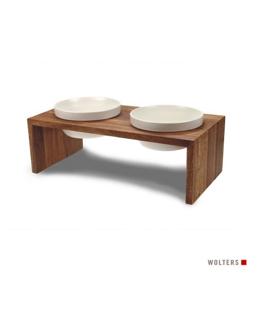 Wolters Foodstation Gohan Double Teak&Wit - Hondenvoerbak