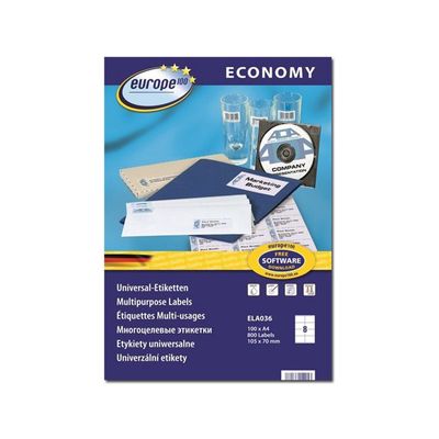 Europe100 - 800 Étiquettes multi-usages blanches - 105 x 70 mm - réf ELA036.FR