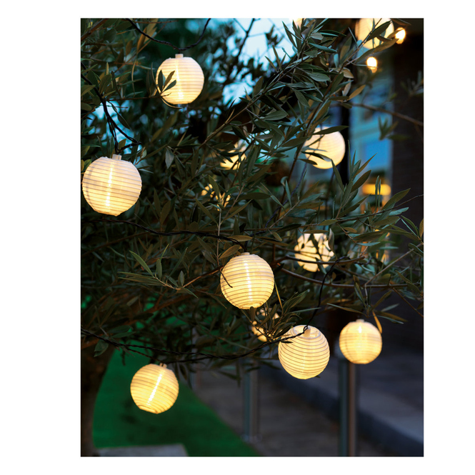 10er LED-Solarlichterkette - Lampions - ca. 4,5 m