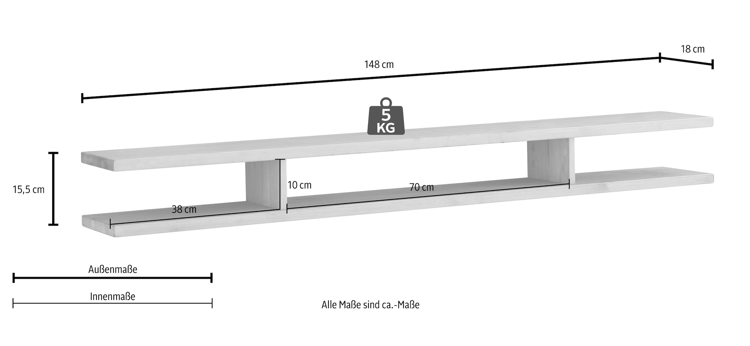 Home affaire Wandregal Breite 148 cm,  aus masiver Kiefer, FSC®