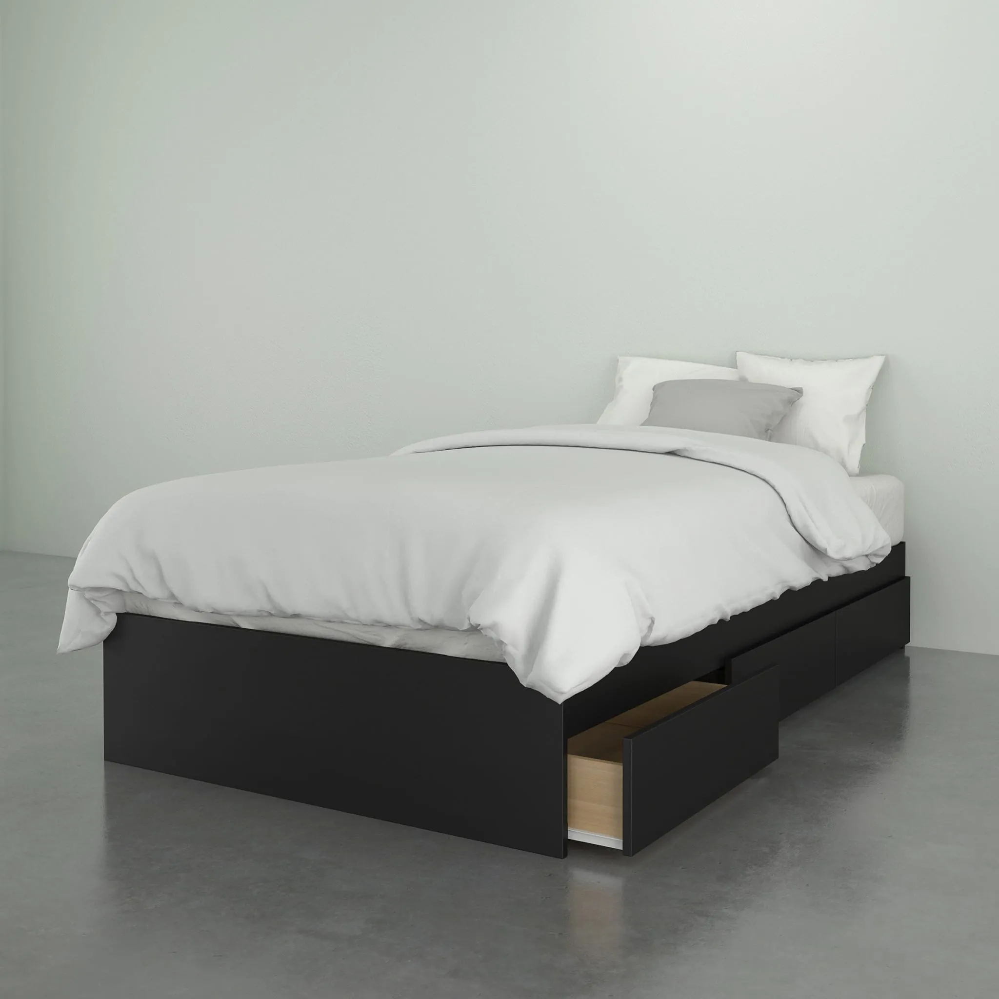 Nexera Lit Simple 3 Tiroirs Aston - Noir