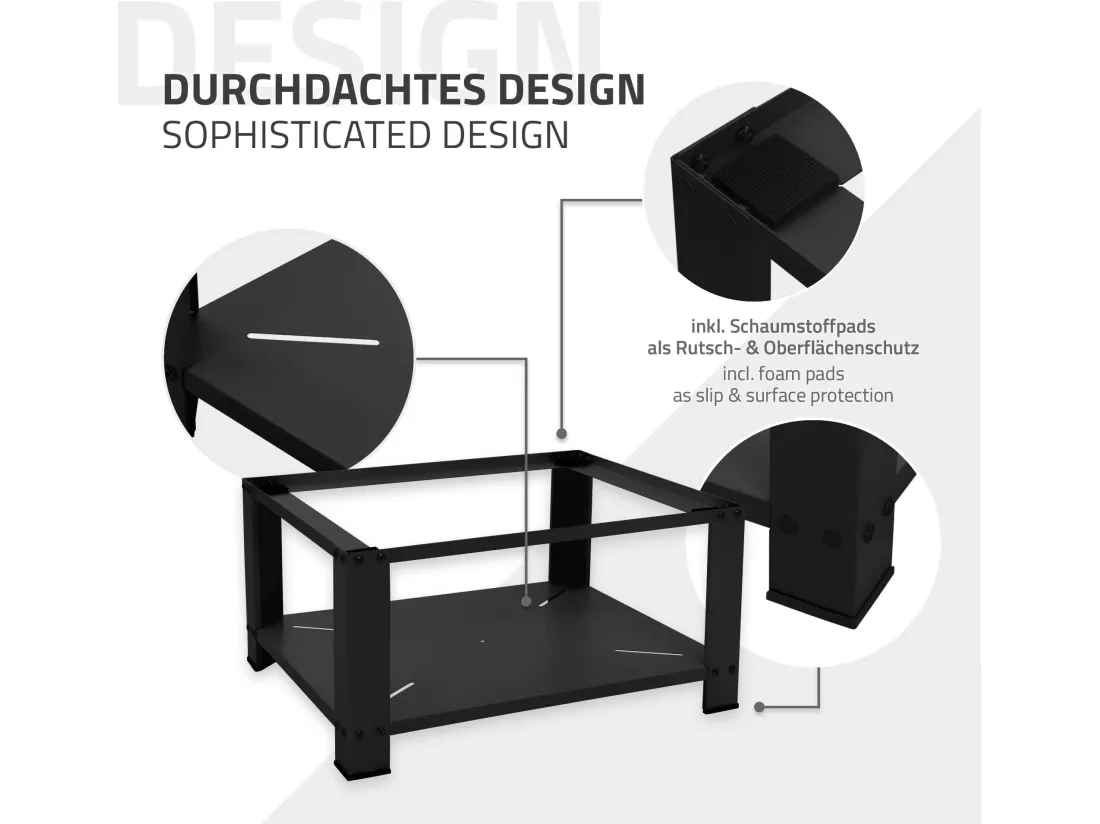Socle pour machine à laver en acier noir accessoire avec étagère ML-Design