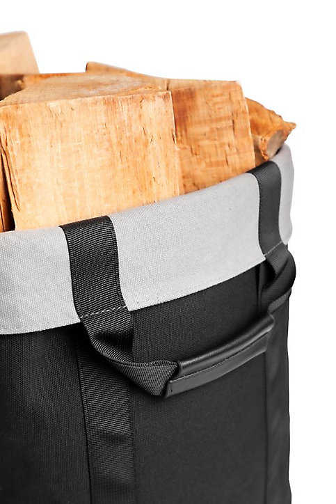 Sac à bûches en toile et poignées cuir Aduro Proline noir