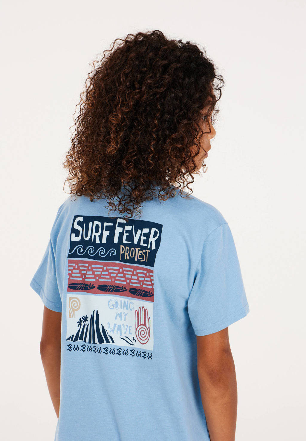 Protest T-shirt met printopdruk lichtblauw