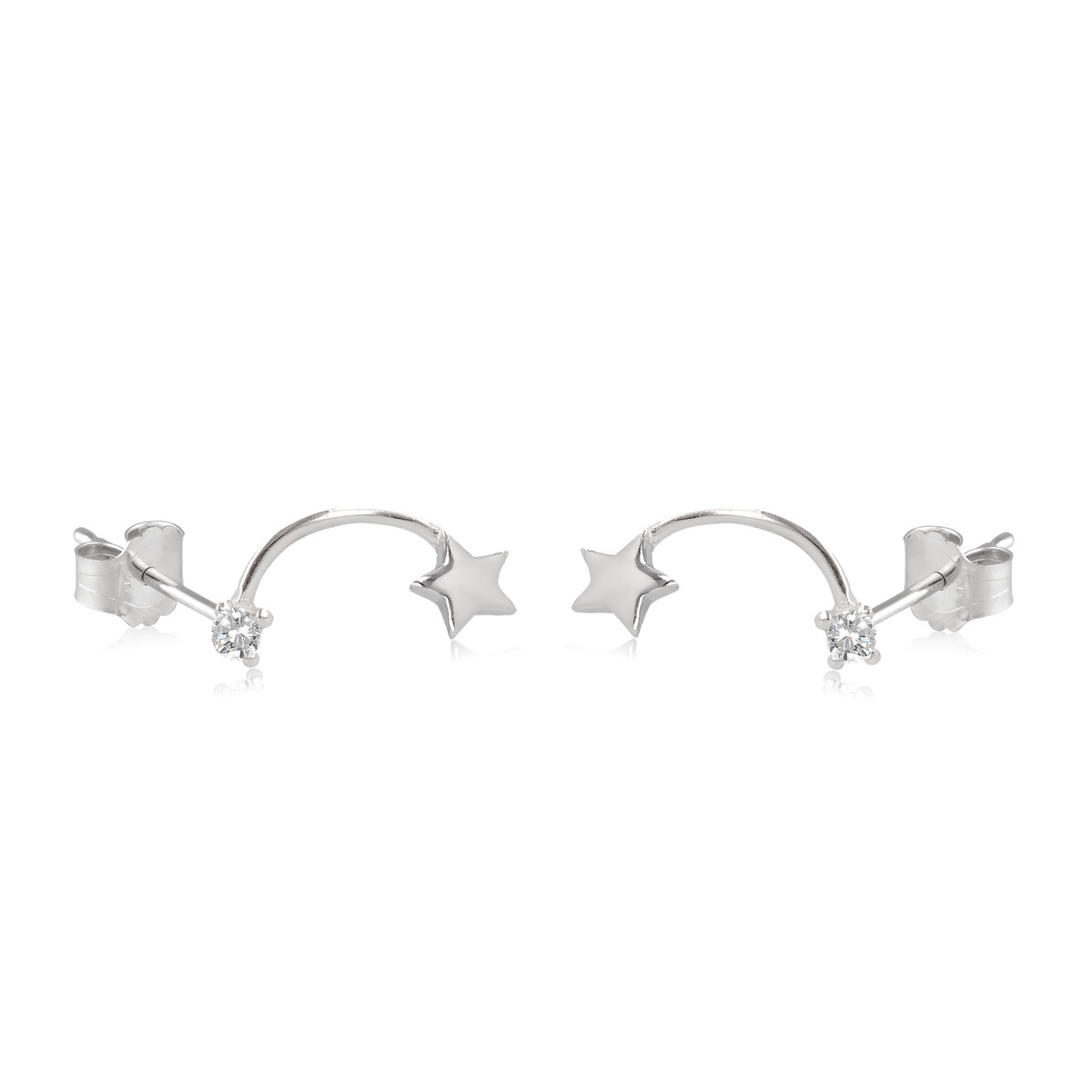 Boucles d'oreille argent rhodié étoile avec cubic zirconia