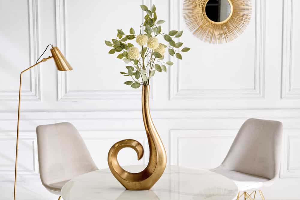 Moderne Vase WAVE 47cm gold Aluminium poliert Dekoration