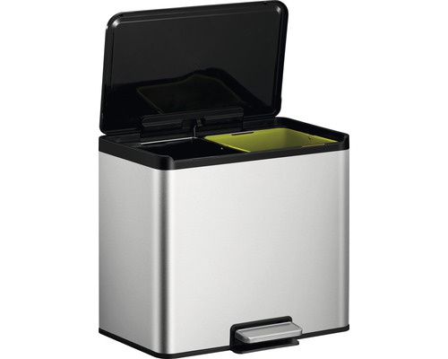 EKO EcoCasa III pedaalemmer, 2 compartimenten (2 x 15 liter), zilver