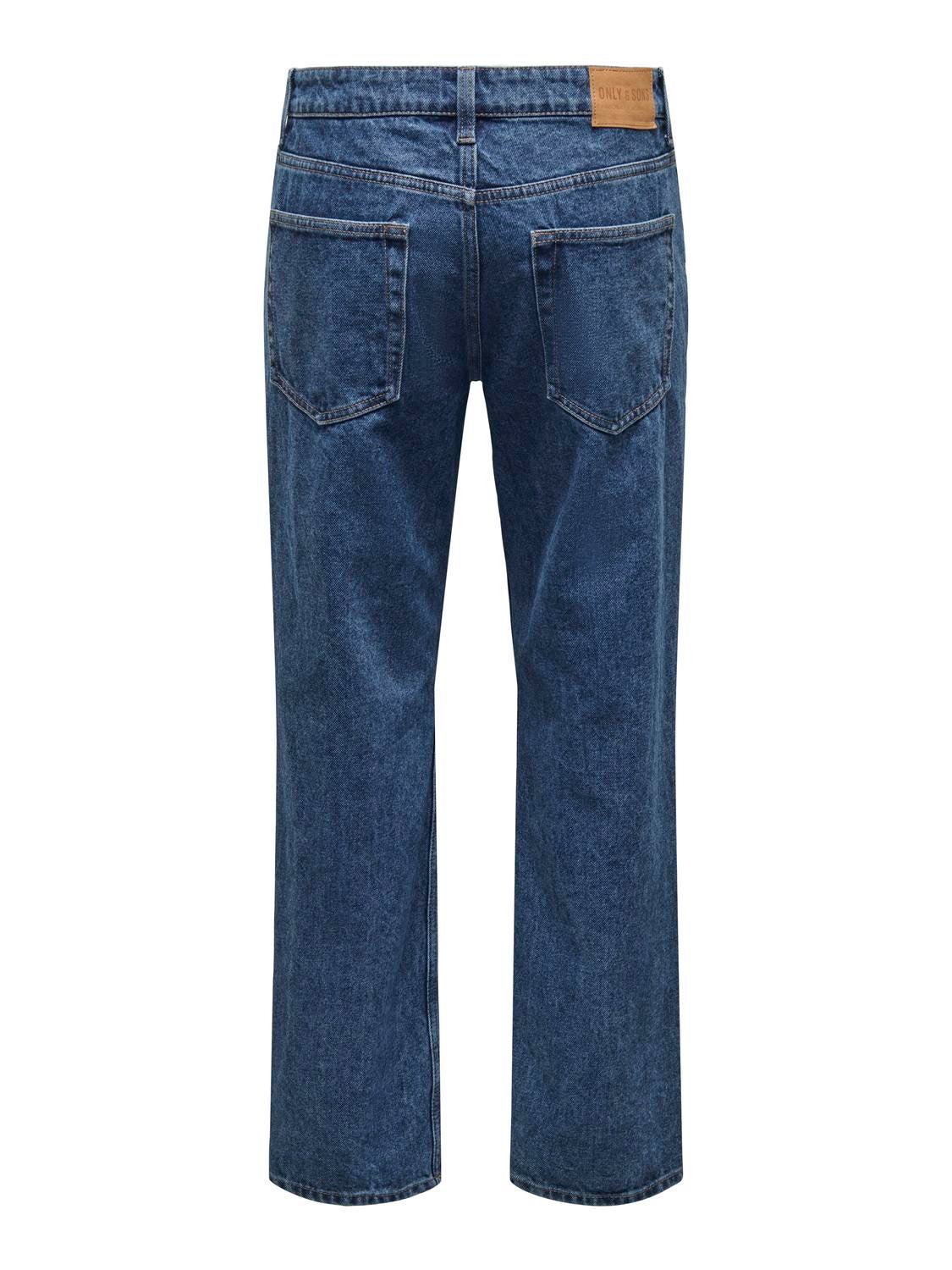 ONSEDGE Mittlere Taille Gerade geschnitten Jeans Medium Blue Denim