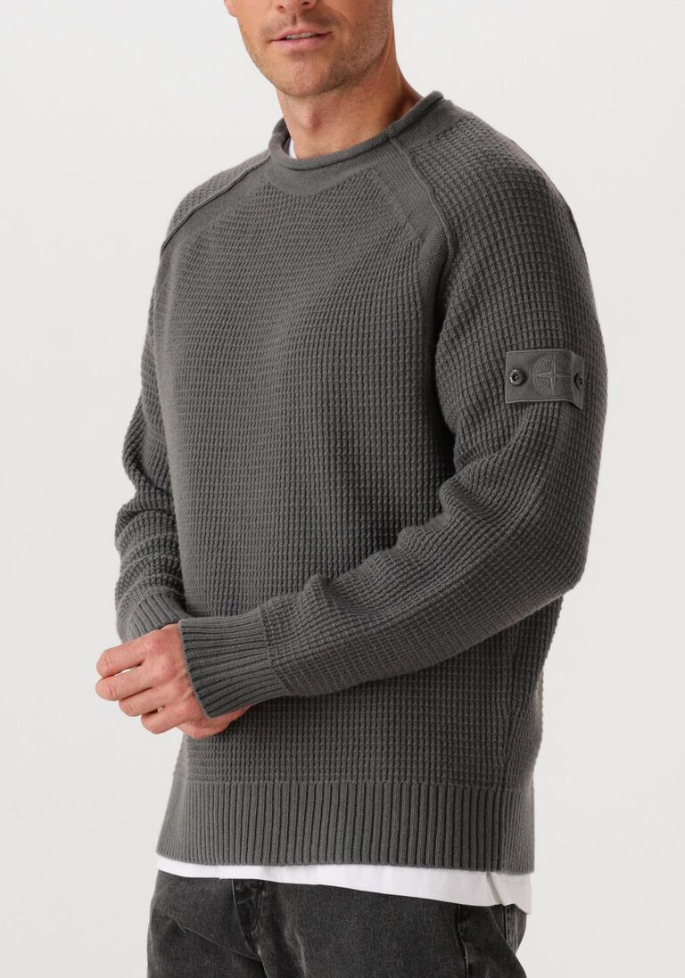 donkergrijze stone island trui crew neck