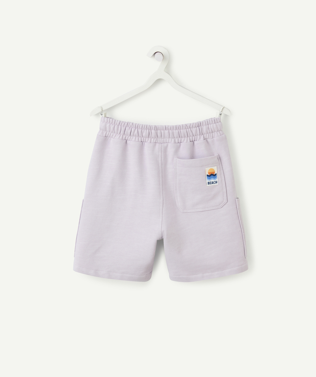 bermuda cargo garçon en coton biologique mauve