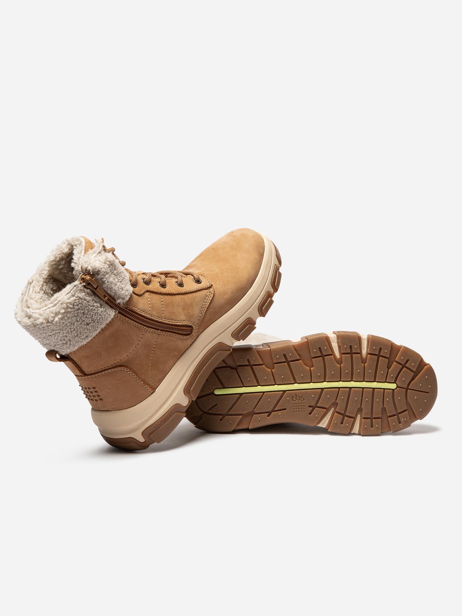 Boots Femme Fourrées Semelle Crantée Cuir Camel