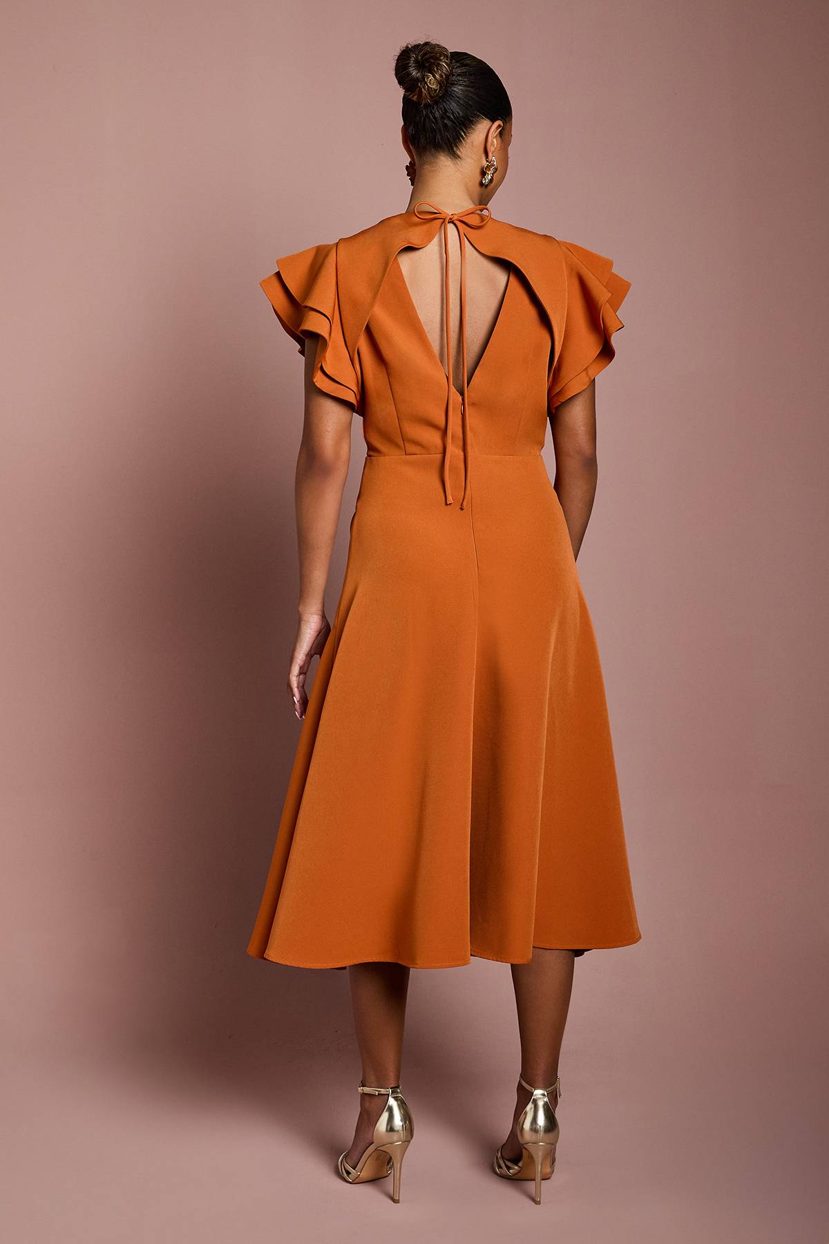 Coast Robe Midi Portefeuille à Manches Courtes et Col V Petite