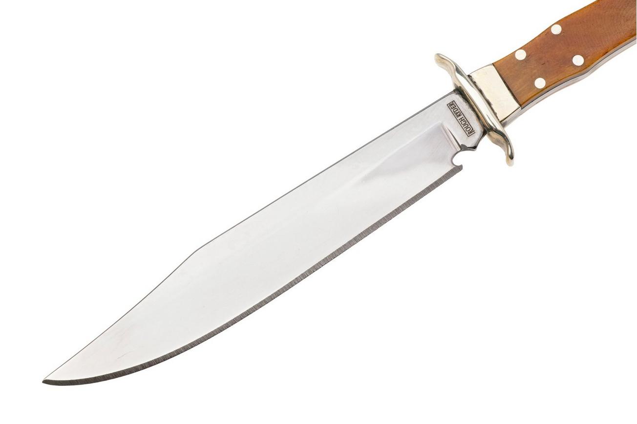 Rough Ryder Mini Spanish Notch Bowie RR1903 Polished 440, Bone, vaststaand mes