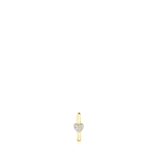 Brinco de argola em formato de coração, 1/2, em ouro e diamantes, para o Dia dos Namorados.