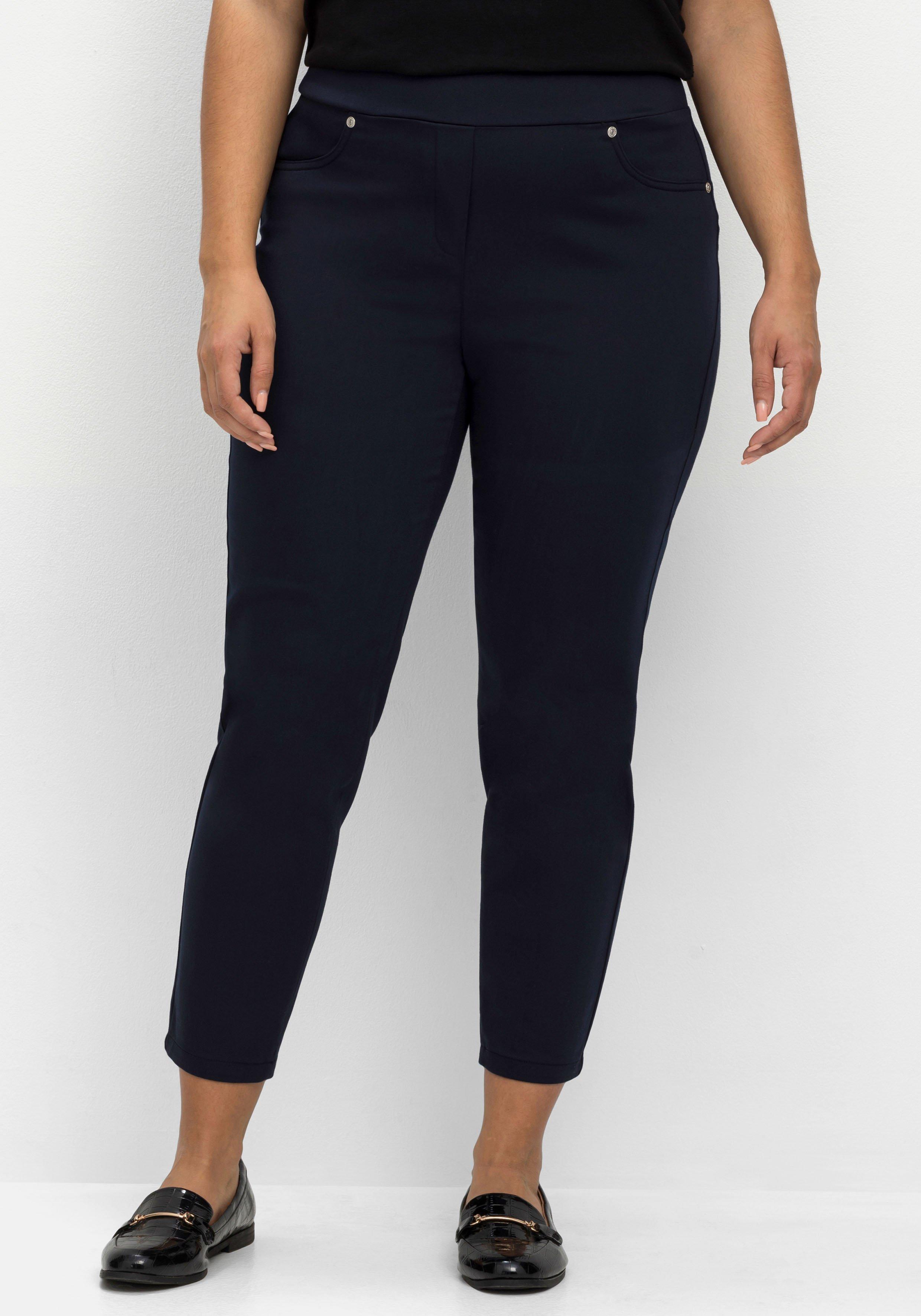 Schmale 7/8-Stretchhose mit elastischem Bund