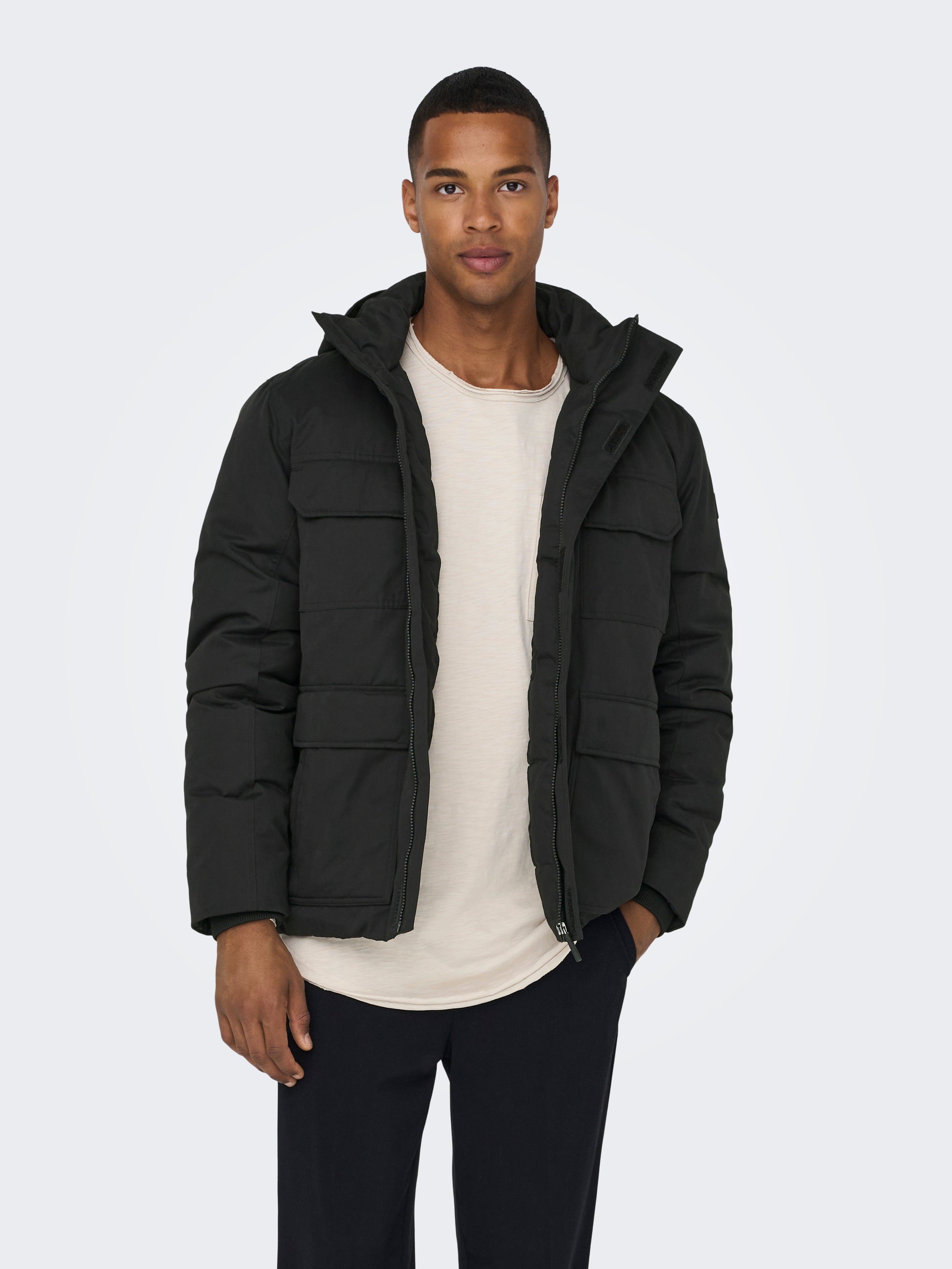 ONSCEDRIC Langer Parka Black
