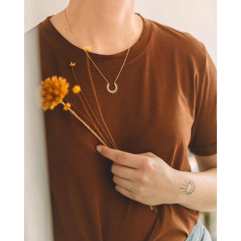Collier Fin Plaqué Or Mode Pendentif Soleil