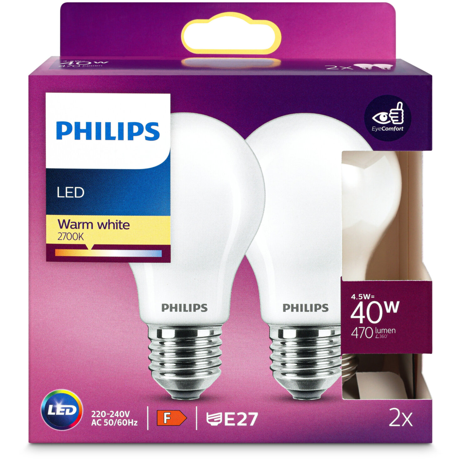 Philips LED-Kolben E27 warmweiss 4.5 W 2 Stück