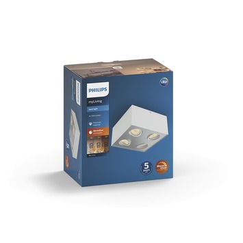 Philips opbpouwspot Box wit - Incl 4X LED 4,5W WarmGlow dimbaar