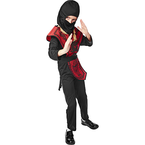 Drageninja rød kostume - str. 128 cm