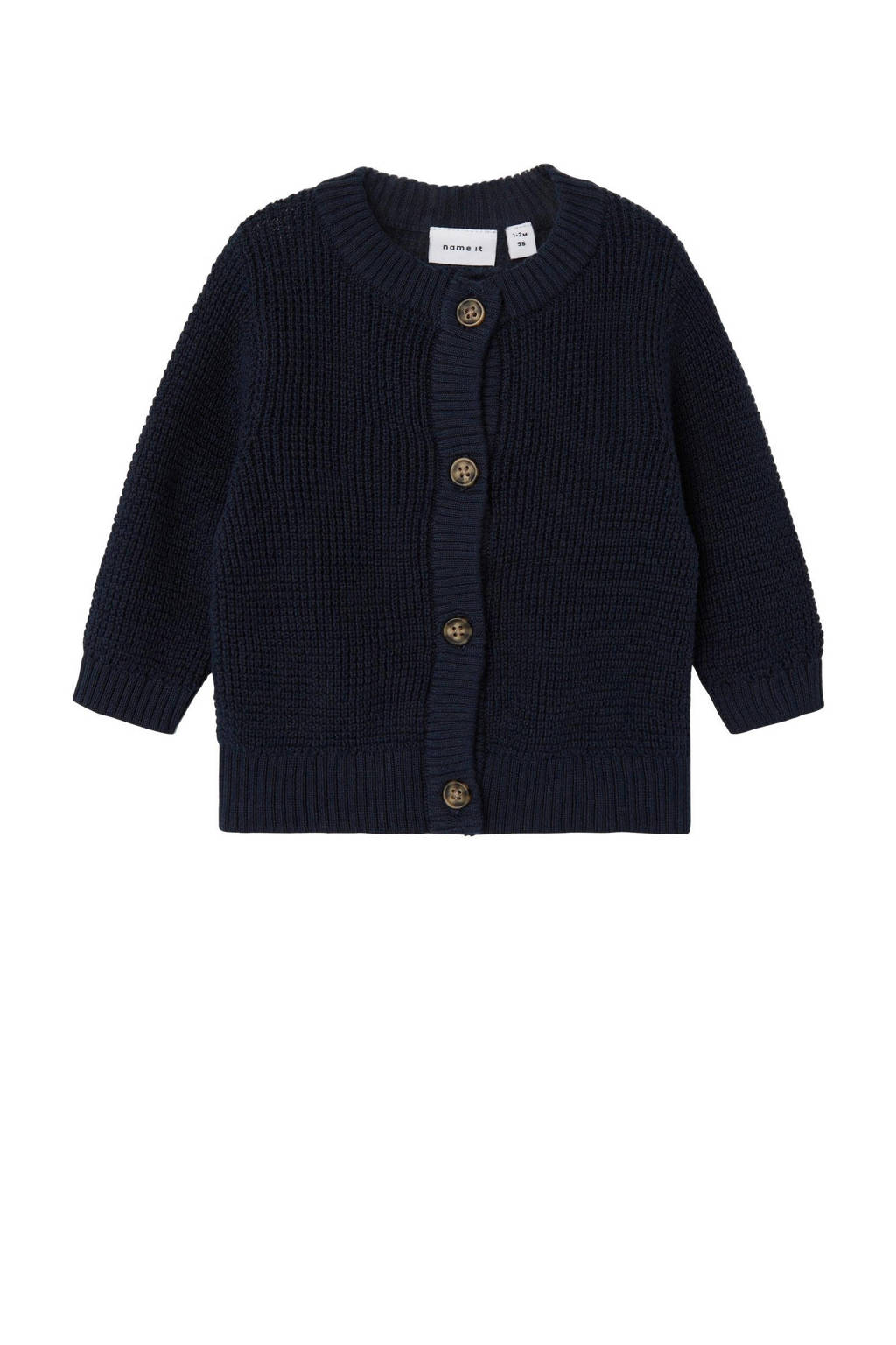 NAME IT gebreid vest NBNBUBBA van katoen donkerblauw