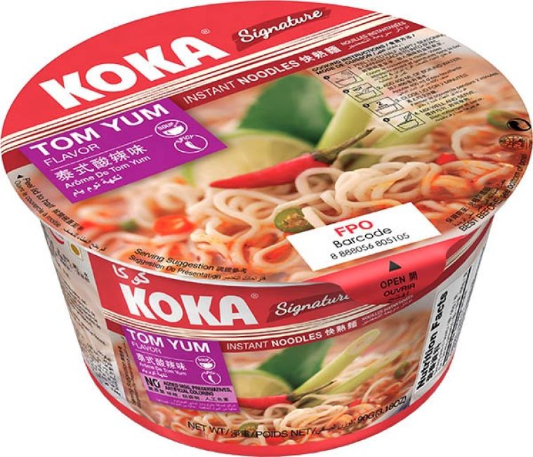 Koka Instant Bowl Noedels met Tom Yam smaak (zonder MSG) 90g