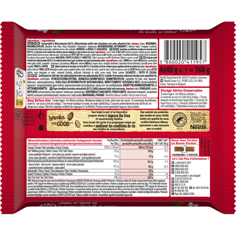 Kitkat Chunky melkchocolade reep 4-pack