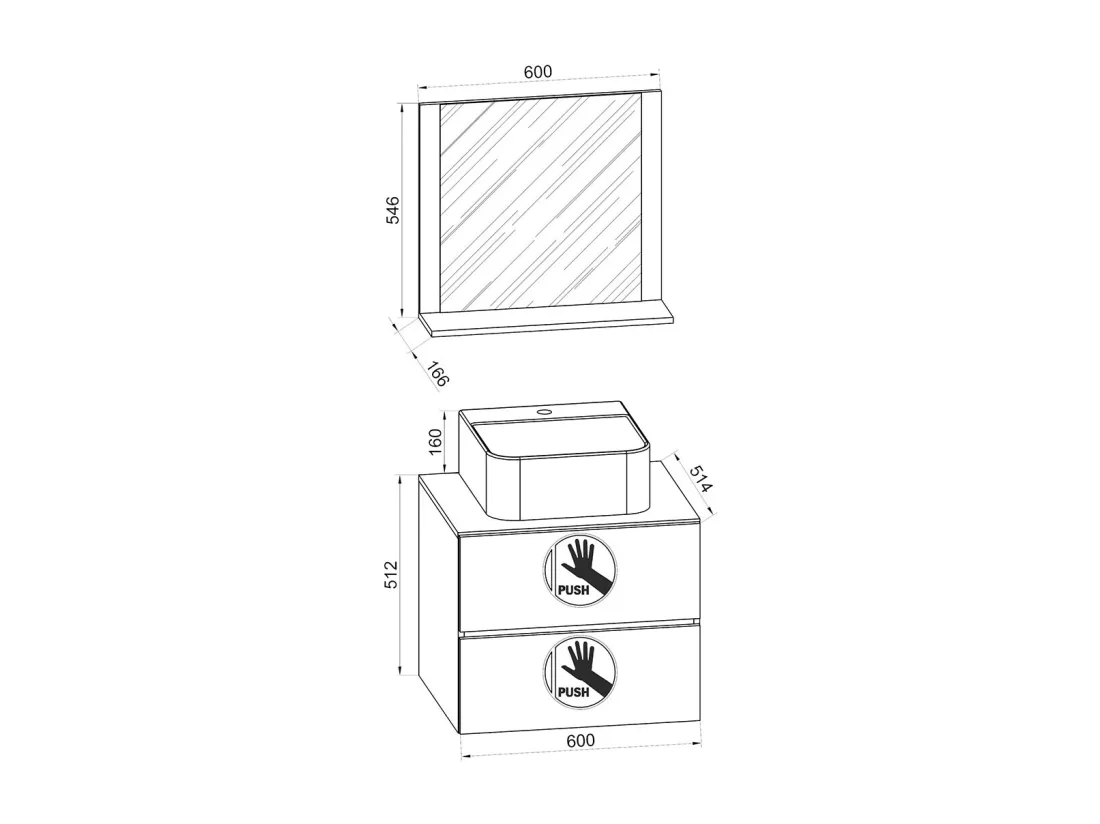Meuble de salle de bains 3 pièces Lendas 60 cm M