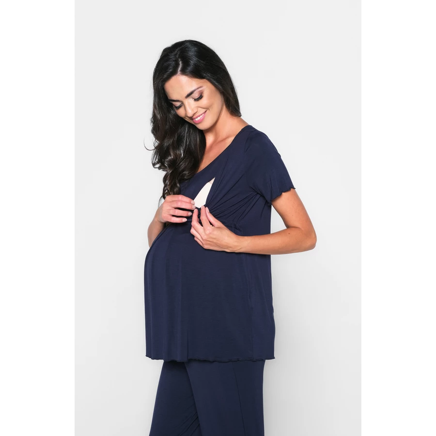Cool Mama Umstands- und Still-Pyjama 2 in 1 Navy blau
