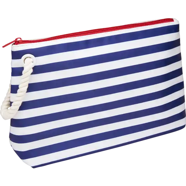 Damenkulturtasche weiß / blau gestreift mit Kordel