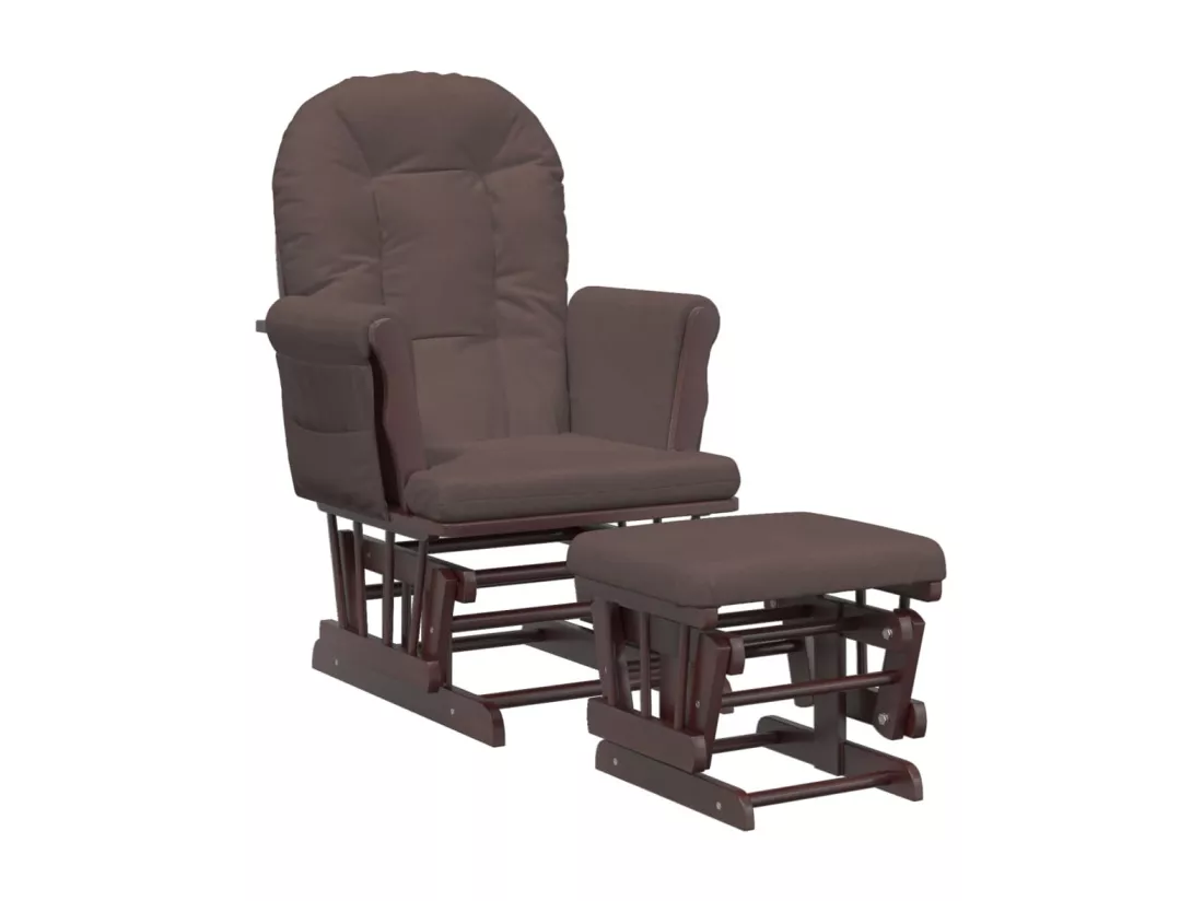 Chaise berçante avec repose-pied Marron Tissu