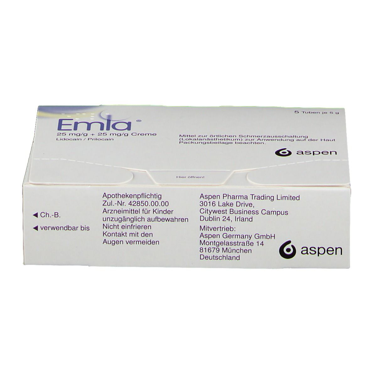 Emla® 25 mg/g Lidocain + 25 mg/g Prilocain