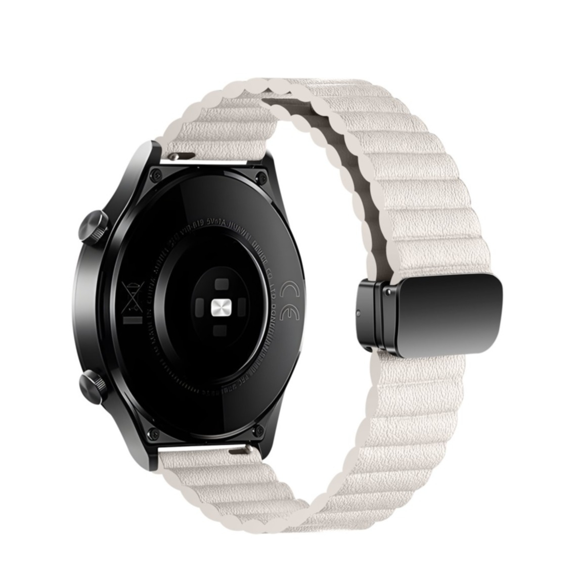 Samsung Galaxy Watch Active 2 (44mm) Kunstleder Armband mit Magnet-Verschluss (Gelenkumfang: 170-220mm) - Weiss