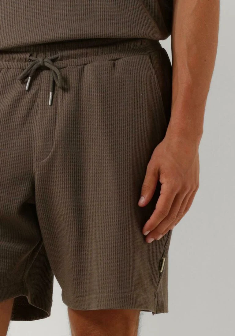 WOODBIRD bruine woodbird korte broek wbbommy waffel shorts