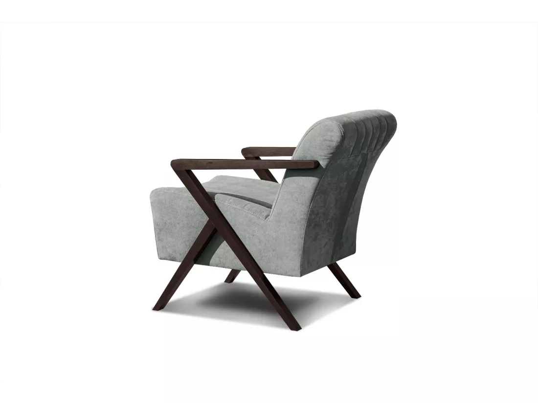 Fauteuil fixe Lebron, tissu gris pierre