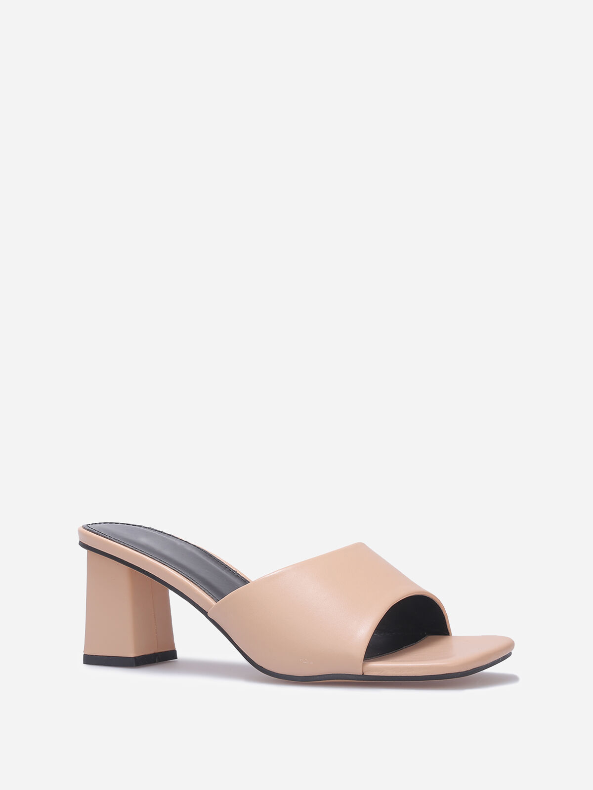 Mules à talon carré- Beige