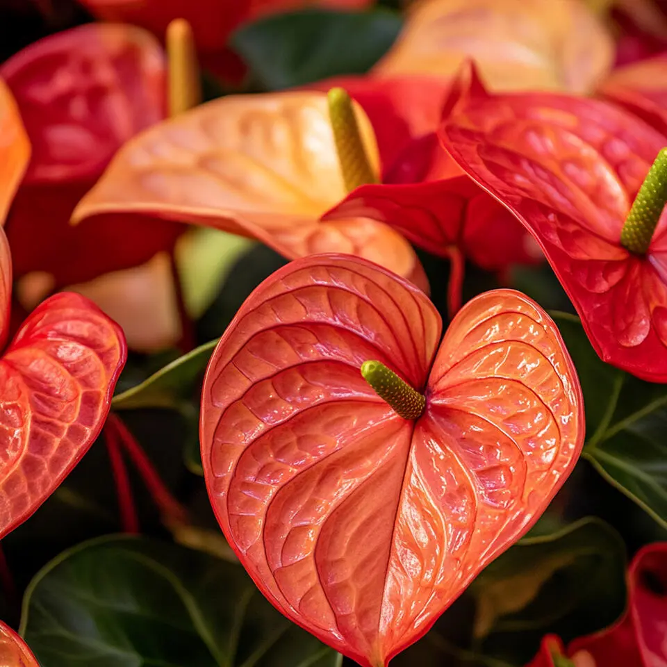 Flamingoplant - Anthurium 'Madural Orange' - Hoogte 40-55cm - ø14cm